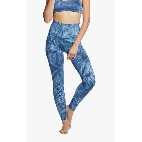 Beyond Yoga M Smokeshow Wave High Waisted Leggings Blue Tie Dye Buttery Soft - Picture 7 of 7